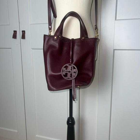 Tory Burch Miller Bucket Bag Deep Burgundy Rare Color Shoulder Bag Purse - Picture 6 of 17